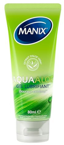 Manix Aquaaloe : Gel Lubrifiant Sensitif (80ml) à Base D'Aloe Vera / Compatible avec les Préservatifs