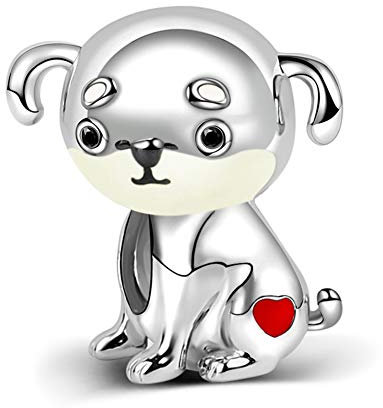 GNOCE Dog Charm Bead Sterling Silver Accompany with You Zodiac Signs Animal Charm Bead Fit Bracelet/Necklace Jewelry Gift for Women Mens