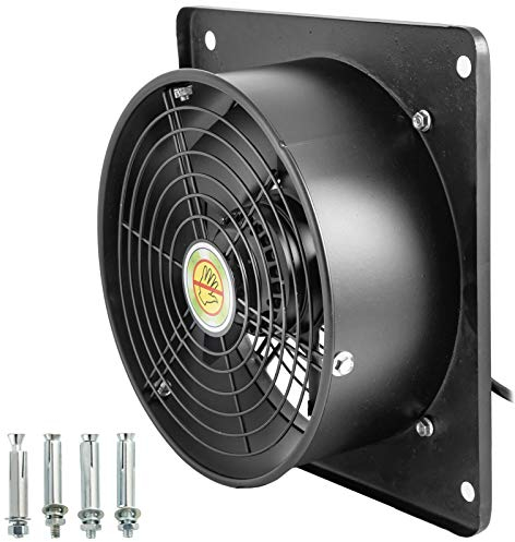 Mophorn Ventilación Extractor de Marco Cuadrado AXIAL de 10 Pulgadas 120W Motor de Cobre Puro Velocidad de 2600 rpm Extractor comercial Ventilador de flujo de escape axial para Baño Cocina Garaje