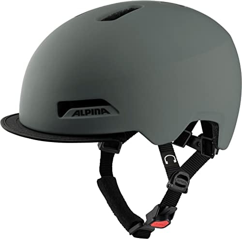 Alpina Brooklyn - Beleuchteter, Robuster und Komfortabler Urban Fahrradhelm Mit LED-Licht Für Erwachsene, Coffee-Grey matt, 57-61 cm