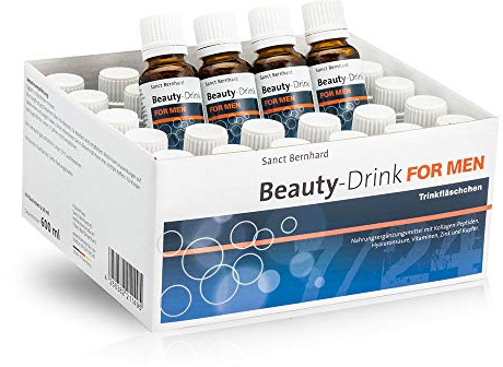 Sanct Bernhard Beauty Drink for Men | Kollagen-Peptide (VERISOL®), Hyaluronsäure, Vitamine, Zink & Kupfer | Monatspackung