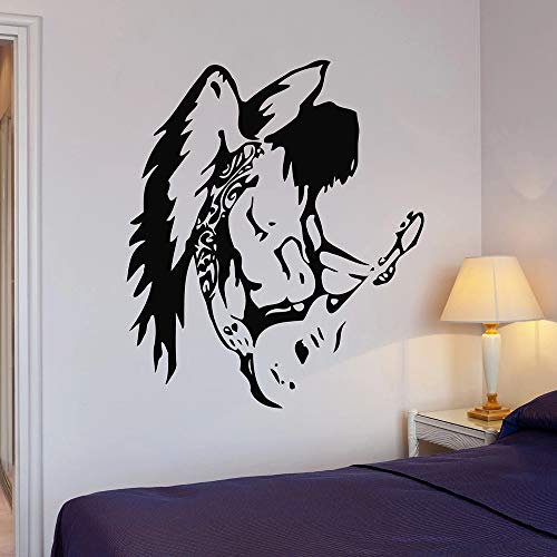 HANZHAO Sports wall stickers rock music wall decal vinyl decals rock singer music guitar wings wall stickers home bedroom decoration removable wallpaper 49X42CM