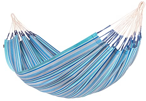 LA SIESTA® Modesta Azure - Klassische Doppel-Hängematte aus Bio-Baumwolle