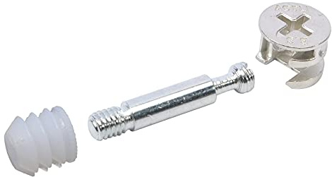 Cam Bolt Nut and Dowel, 20 Sets Flat Pack Furniture Connector Fixing Screw | Locking Fittings 35mm Connecting Rod Bolts and Plastic Nuts for Cabinet Wardrobe Drawer