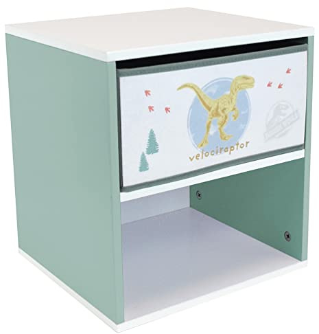 Fun House 713508 Jurassic World Nachttisch mit Schublade, Dinosaurier, H.36 x B.33 x T.30 cm