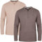 JRC 2 Pack Mens Long Sleeve Henley Shirts, Lightweight Henley Tops for Gym, Running & Casual Outings (Cocoa Brown & Rgby Tan, M)