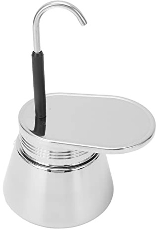 Hapivida Tragbare Kaffeemaschine, Mini Mokkakanne Edelstahl Kompakt Einfache Bedienung für Zuhause Büro Reisen Camping, 200ml