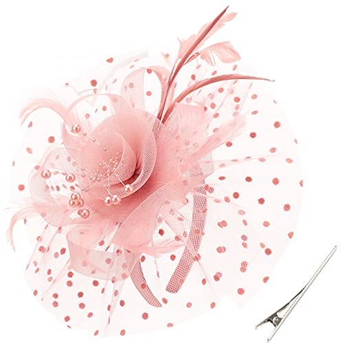 DRESHOW Fascinator Chapeau Plume Mariage Dames Day Bandeau et Clip Cocktail Tea Party Chapeau pour Fille et Femmes, Taille Unique, 1 pc Thicker: BPUK