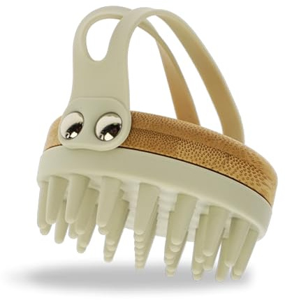 Fantasia Beauty Kopfhaut Massagebürste – Shampoo Bürste & Scalp Scrub aus Bambus und weichem Silikon – Scalp Massager für entspannende Kopfmassage – Ergonomisches Design für alle Haartypen