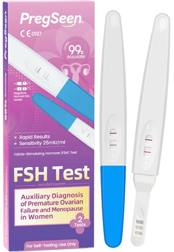 Test de ménopause - 2x Test FSH pour la Ménopause et l'Infertilité - Test de santé des ovaires féminins - Menopause test d’hormones Détection Rapide des Niveaux d'Hormone FSH dans Votre Organisme