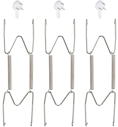 sourcing map 3Pcs Plate Hanger, 6 Inch Stainless Steel Invisible Wall Plate Hangers with 3Pcs Wall Hooks for Decorative Plates, Silver