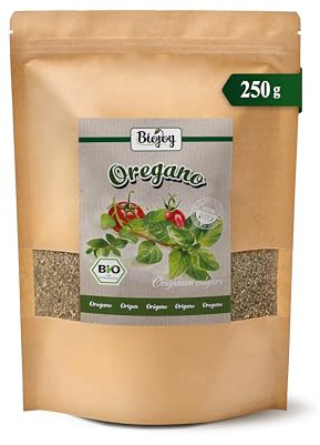 Biojoy Origan BIO, séché et émietté, tisane d’origan en vrac, 250 g | Assaisonnement à l’origan de Turquie, idéal pour cuisiner, Origanum vulgare L.