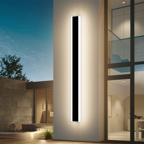 Dimmable Modern Wall Lights, 150CM Outdoor Wall-Mounted with Remote Controls(Battery not Included), 3 Colors Available(3000K/4500K/6000k), IP65 Rainproof Porch Wall Fixture for Garden, Aisle