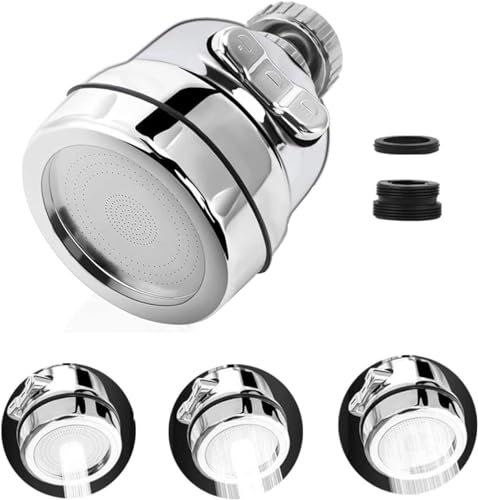 Kippen 5095X - Brise-jet pour robinet de cuisine ou de salle de bain avec 3 modes de jet