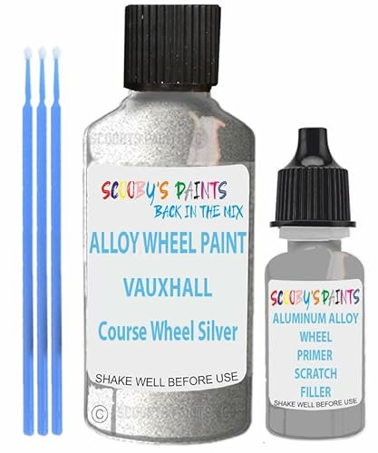 SCOOBYS PAINTS BACK IN THE MIX Alloy Wheel Repair Touch Up Paint Compatible With Vauxhall Rims Curbing Scratch Stone Chip With Anti Rust Grey Primer