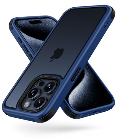 MobNano Cover Compatibile con iPhone 15 Pro, Sottile Antiurto AntiGraffio, Protettiva Custodia Compatibile con iPhone 15 Pro-6.1 Pollici - Blu/Nero