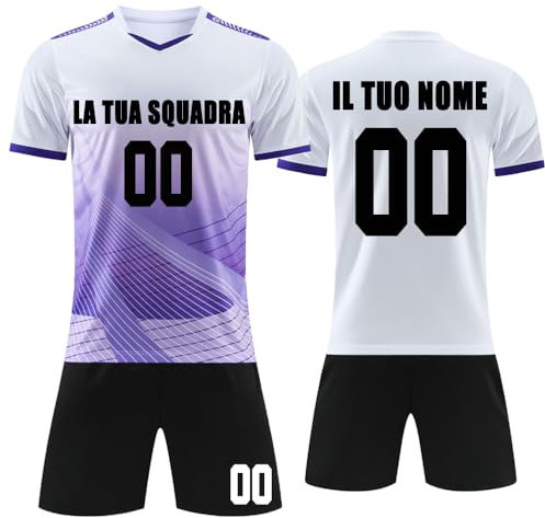 MEDUOLA Individuell gestaltbare Fußballtrikots oder -Sets, personalisierte Fußballtrikots für Erwachsene und Kinder, Customisation Geschenke (Weiß)