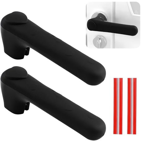 UFURMATE Türgriffabdeckungen, 2 Stück, 14,8 x 5 x 2,8 cm, Silikon-Türgriff-Handschuh-Abdeckungen mit Herz-Dekor, schwarze Türgriff-Abdeckungen, antistatischer Sicherheits-Türgriffschutz