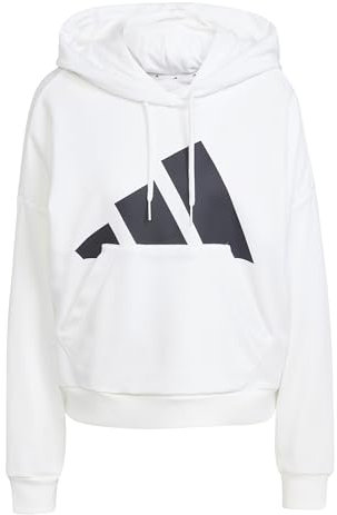adidas Damen Essentials Big Logo French Terry Loose Hoodie, White/Black, S