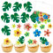 83 Stück Esspapier Tortendeko,enthält 35 Stück Essbare Blumen und 48 Stück Essbare Blätter als für Cupcake Topper,Tortendeko Essbar,Dschungel Geburtstag Dekoration für Hawaii