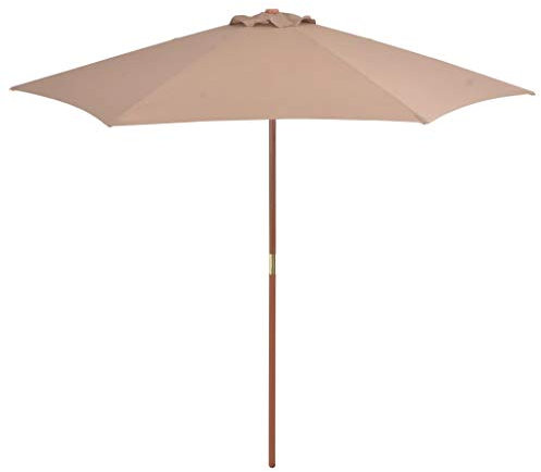 ShCuShan Sombrilla de jardín con palo de madera 270 cm gris topo Sombrilla Para Patio Sombrillas Grandes