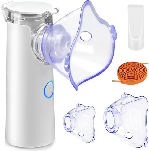 Sentasi Tragbarer Inhalationsgerät,Inhalator vernebler für Erwachsene und Kinder,2 Einstellbare Sprühbilder Automatische Reinigungsfunktion Sehr Leise Inhalator mit 2 Masken und 1 Mundstück (weiß)