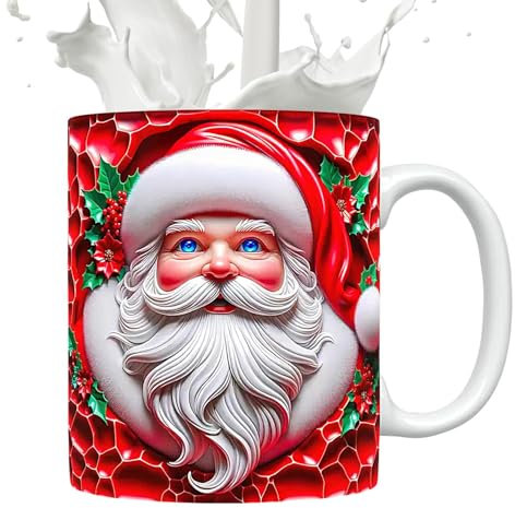 Tazze da tè a forma di Babbo Natale – Tazze da caffè in ceramica di Babbo Natale | Tazza da caffè di Natale in ceramica