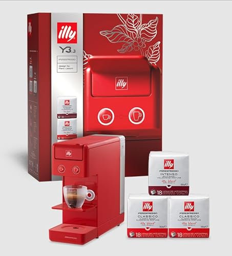 illy XMAS BUNDLE MACCHINA A CAPSULE IPERESPRESSO ROSSA Y3.3 CON 54 CAPSULE