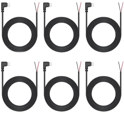 Greluma 6 Pcs Câble d'alimentation USB C vers 2 broches à extrémité ouverte,1m,prise mâle USB-C à 90 degrés,câble queue cochon,12V/3A,pour USB-C installé ou remplacement réparation câble bricolage