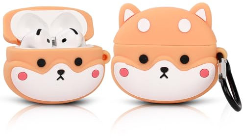 LEWOTE Compatible with Apple Airpods 4 Case Protective Funny 3D Animal Cute Cartoon Cover with Keychain (Shiba Inu Dog)