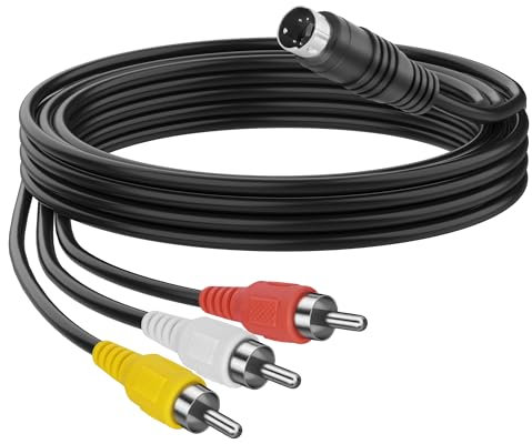 MEIRIYFA 4 Pin S-Video a 3 RCA AV Cavo Femmina Cavo Composito, 3 RCA a 4 Pin Mini DIN S-Video Cavo di Estensione per TV/HDTV Lettore CD VCR DVR Lettore DVD PC Laptop (0.3M) (3 RCA Maschio)