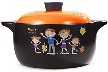 JHHNCVBC Olla de Barro para el hogar, cazuela de cerámica binaural con Tapa, Utensilios de Cocina con patrón de Dibujos Animados, decoración, Olla de Barro Resistente a Altas temperaturas