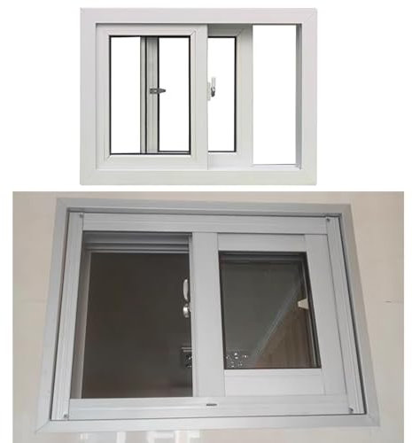 Fenêtre Coulissante Fenêtre à Imposte Blanche, Fenêtres Verrouillables à Petits Carreaux pour Salle de Bain/garage, Fenêtres de Ventilation de 20 22 24 26 30 32 36 38 Pouces de Large avec Verre(WxH 26