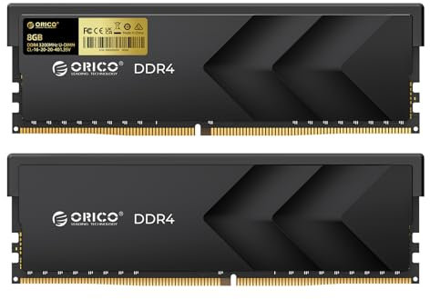 ORICO Raceline Racer DDR4 RAM 16Go(8Go×2) 3200MHz CL16, overclocking XMP 2.0, 1.35V UDIMM Desktop Memory, Compatible avec Intel & AMD, Mémoire de Bureau Hautes Performances pour Le Jeu - Noir H400