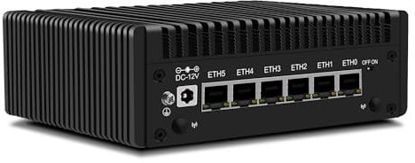 CWWK Mini PC N150 (Upgraded N100) Firewall Appliance, OPNsense Mini Computer mit 6 Port i226-V 2.5GbE LAN, F5 Fanless Micro PC DDR5 16GB RAM 256GB NVMe SSD, USB Typ-C, 3-Display