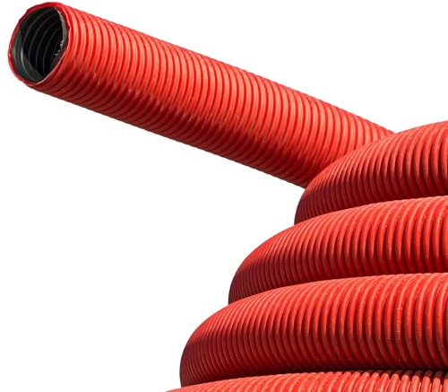 tecuro PE Kabelschutzrohr Ø 50 mm außen x Ø 40 mm innen - 25 Meter, rot, Erdverlegung gem. DIN EN 50086-2-4