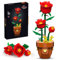 Miyacare Botanische Rote Rose, 344 PCS Blumen Bausteine, Kreatives Bauset für Erwachsene, Pflegeleichte Spielzeug-Pflanze, Home und Zimmer-Deko, Geschenke zum Valentinstag (Rote Rose)