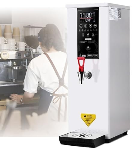 Gewerblicher 60-Liter-Warmwasserbereiter, Edelstahl-Durchlauferhitzer für Tee und Kaffee, digitales Bedienfeld/automatische Temperaturregelung, tropffreier Wasserhahn, Auftisch-Stufenheizkessel,White