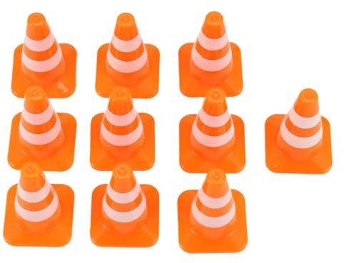 Kueohse Mini-Verkehrskegel, 10 Stück, Miniatur-Verkehrskegel, Baukegel, Kinder-Verkehrskegel-Set, Verkehrszeichen, Spielzeug
