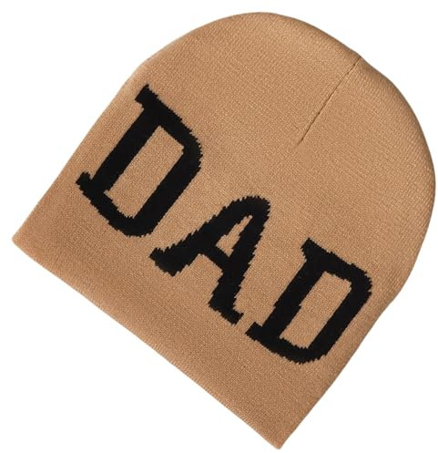 Wdbild Hüte, Mützen & Caps für Herren, Unisex-Totenkopfmütze, Strickmütze mit lustigem „DAD“-Muster, Strickmützen, Foto-Requisiten, Pullover-Weberei, Totenkopfmützen, 2000er