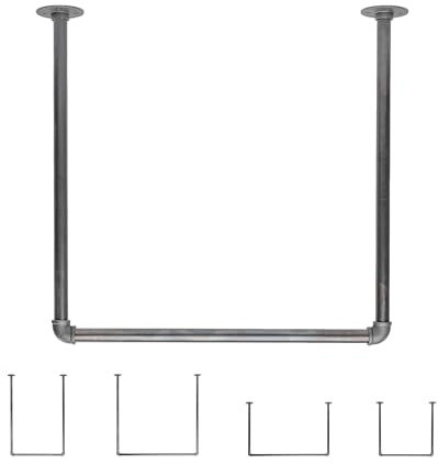 Natural Goods Berlin 1x Kleiderstange Pipe GARD Ceiling B60 x H60 cm - Handtuchhalter Decke - Pulverbeschichtung rostfrei - Temperguss Garderobe Industrial Style - Wasserrohr Kleiderstange 60 cm breit