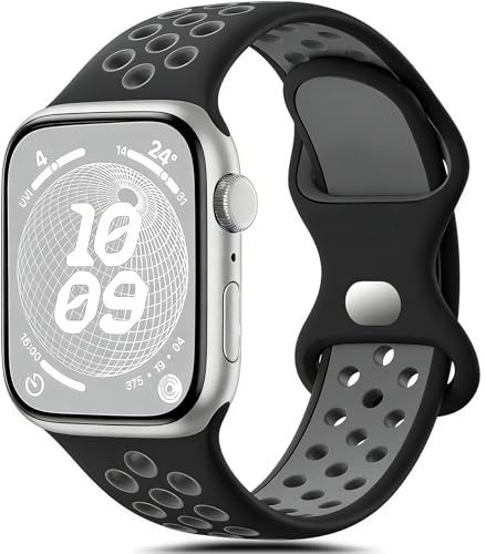 Sport Armband Kompatibel mit Apple Watch Armband 44mm 45mm 49mm 46mm 42mm 40mm 41mm 38mm, Atmungsaktiv Silikon Armband für iWatch Series 11 10 9 8 7 6 5 4 3 2 1 Ultra SE