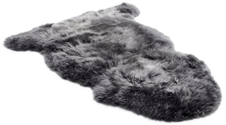 Luxury Genuine Sheepskin Rug – 100% Real Wool Natural Soft Silky Fluffy Hide, Premium Sheepskin Throw for Bedroom, Sofa or Floor, Warm & Breathable Home Décor Accent (90 x 60 cm) (Charcoal)