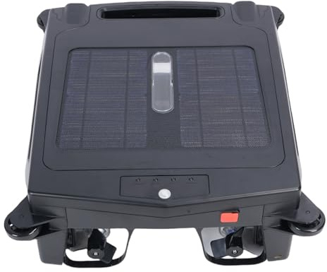 Asixxsix Nettoyeur de Piscine robotique Solaire, Robot de Nettoyage de Surface de Piscine Rechargeable Automatique avec lumière d'indicateur LED, évitement Intelligent des Obstacles (Prise UE)