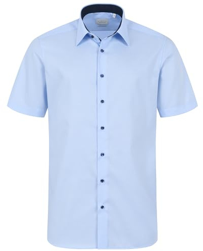 ETERNA Herren Businesshemd | Kurzarm | MODERN FIT | Uni | Bügelfrei, 100% Baumwolle | Kent Kragen