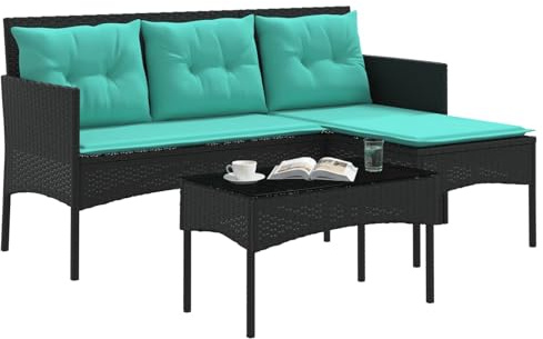 vidaXL Gartensofa-Set mit Kissen 2 pcs Poly-Rattan, Garten und Terrasse, L-Form, modernes Outdoor-Sofa, langlebiges Rattan-Set, wetterbeständig, Terrassen-Lounge, modulare Sitzlösung