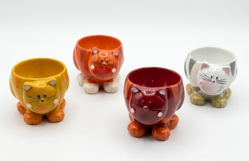 Ameisenkeks Lot de 4 coquetiers en polyrésine - Porte-œufs amusants avec fonction tête mobile pour enfants et petit-déjeuner familial - Coquetiers colorés dans 4 designs différents