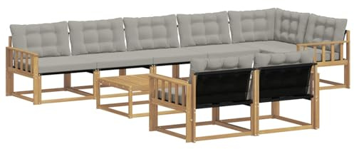 vidaXL Outdoor-Sofagarnitur 9 pcs Weiß und Hellgrau 79 x 79 x 37 cm, Garten Ecksofa, modernes Outdoor-Lounge, Robustes Sitzset, Möbel für Terrasse, Komfort und Stil