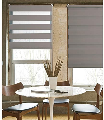 Madecostore Doppelrollo für Tag und Nacht, Taupe – L 75 x H 190 cm – Befestigung mit oder ohne Bohren – passende Kette