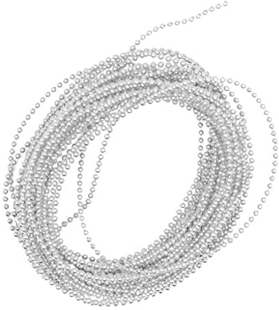 Sharplace 1,5mm Baumwollfaden Verchromte Perlenkette 5m lang, Goldene Perlenkette Geko, Weihnachtsbaum Perlenkette für Hochzeit Party DIY Projekte, Mini-Perlen Schmucksteine für Handwerk, Silber